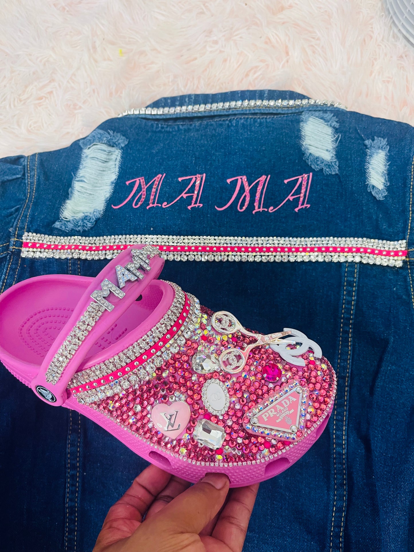 custom croc and jean jacket